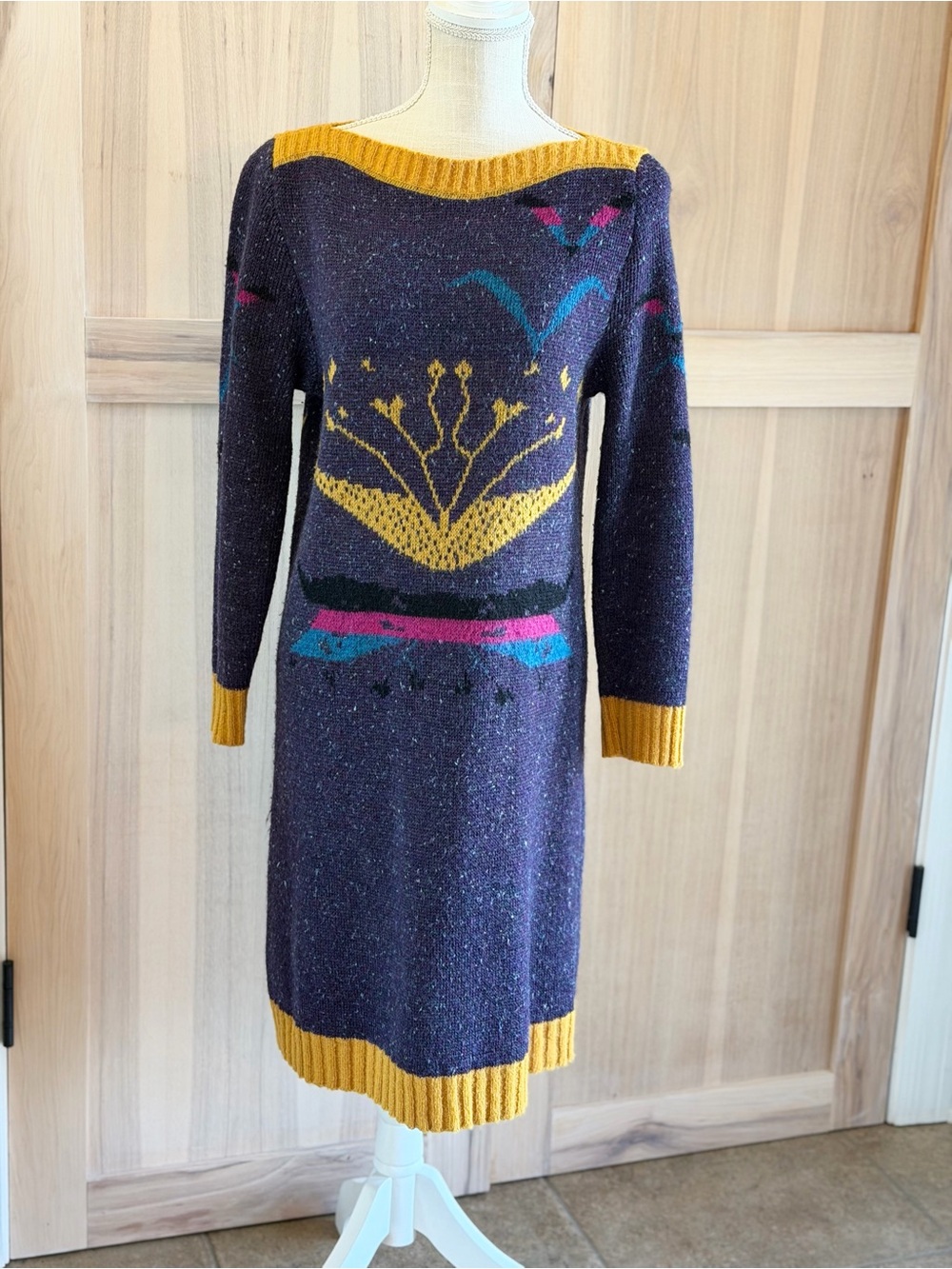 Vintage 80’s Solyne of Paris Mohair Blend Sweater Dress. Women’s Sz-M Jewel Tone